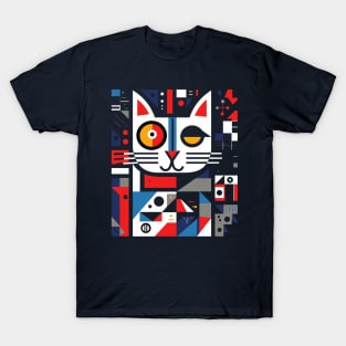 A Geometric Cat Design T-Shirt